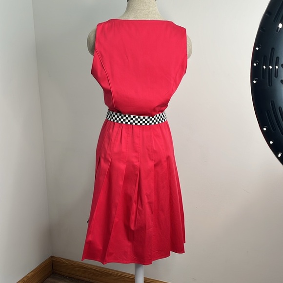 Spense Womens Rockabilly Dress Size 10 Bright Pink Square Sweetheart Neck - Flaw - Picture 3 of 16